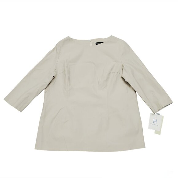 Estelle and Finn Womens Tunic Top Size 14 3/4 Sleeve Beige Stretch Lined - Picture 1 of 15